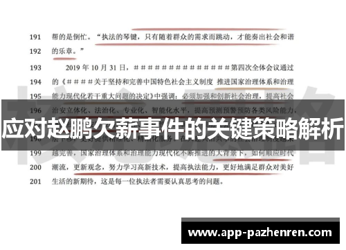 应对赵鹏欠薪事件的关键策略解析