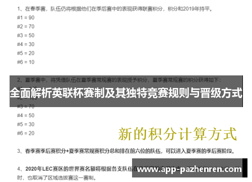 全面解析英联杯赛制及其独特竞赛规则与晋级方式